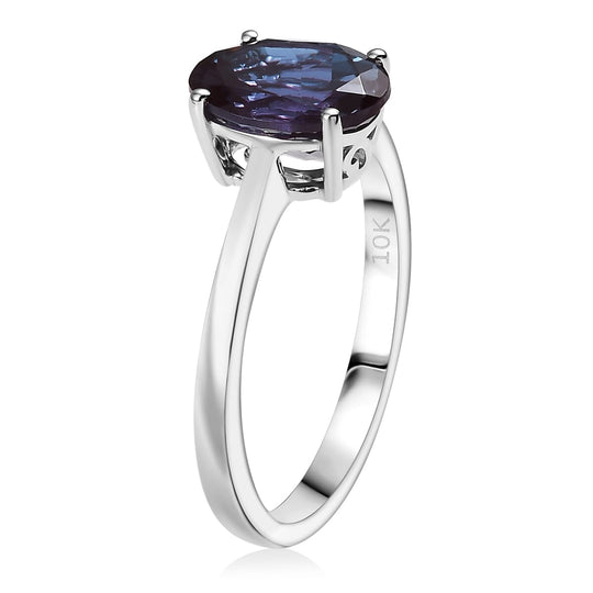 AAA Lab Grown Alexandrit Ring, AGI zertifiziert und geprüft, 417 Weiß Gold (Größe 19.00) ca. 2.38 ct