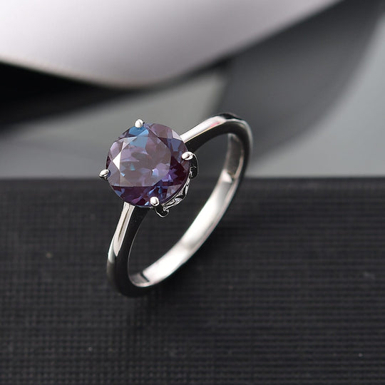 AAA Lab Grown Alexandrit Ring, AGI zertifiziert und geprüft, 417 Weiß Gold (Größe 20.00) ca. 2.14 ct
