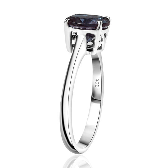 AAA Lab Grown Alexandrit Ring, AGI zertifiziert und geprüft, 417 Weiß Gold (Größe 20.00) ca. 2.14 ct