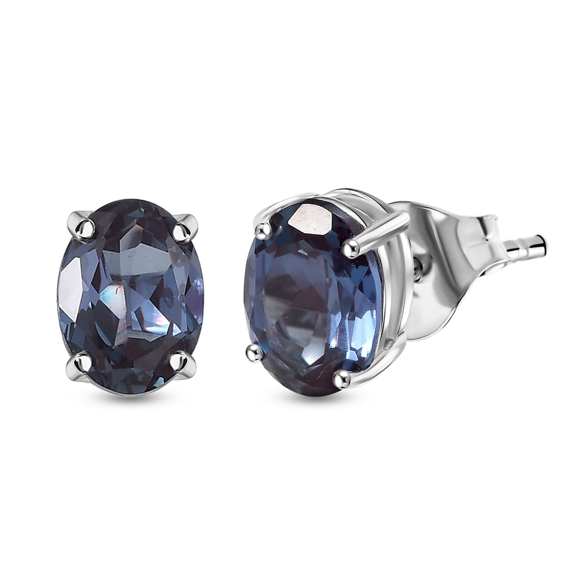 Luxuriant - AAA Lab Grown Alexandrit Ohrringe, AGI zertifiziert und geprüft, 417 Weiß Gold ca. 2.56 ct