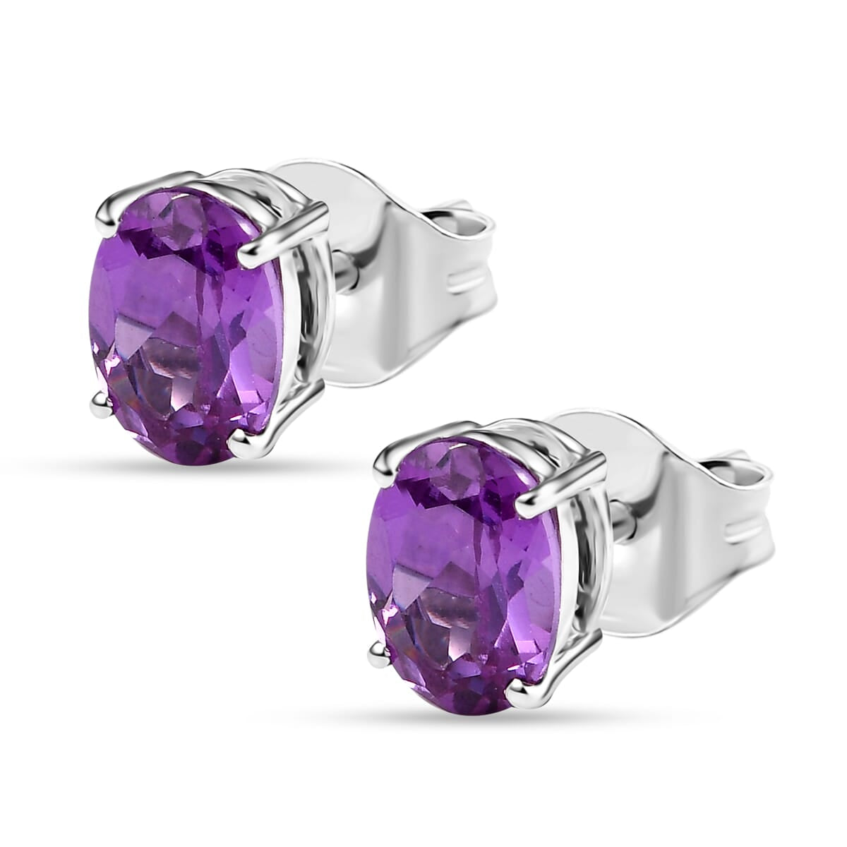 LUXURIANT zertifizierte und geprüfte AAA Labor lila Saphir Solitär Ohrringe in 417 Weißgold - 2,88 ct.
