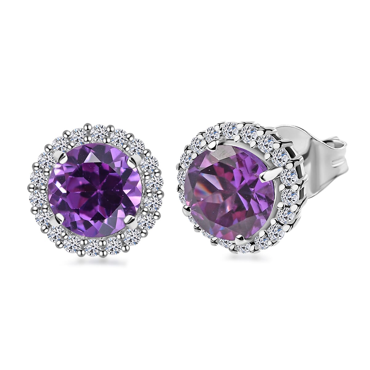 AAA Lab Grown Farbwechsel-Saphir, Lab Grown Diamant AGI zertifiziert Ohrringe 417 Gold ca. 4.56 ct
