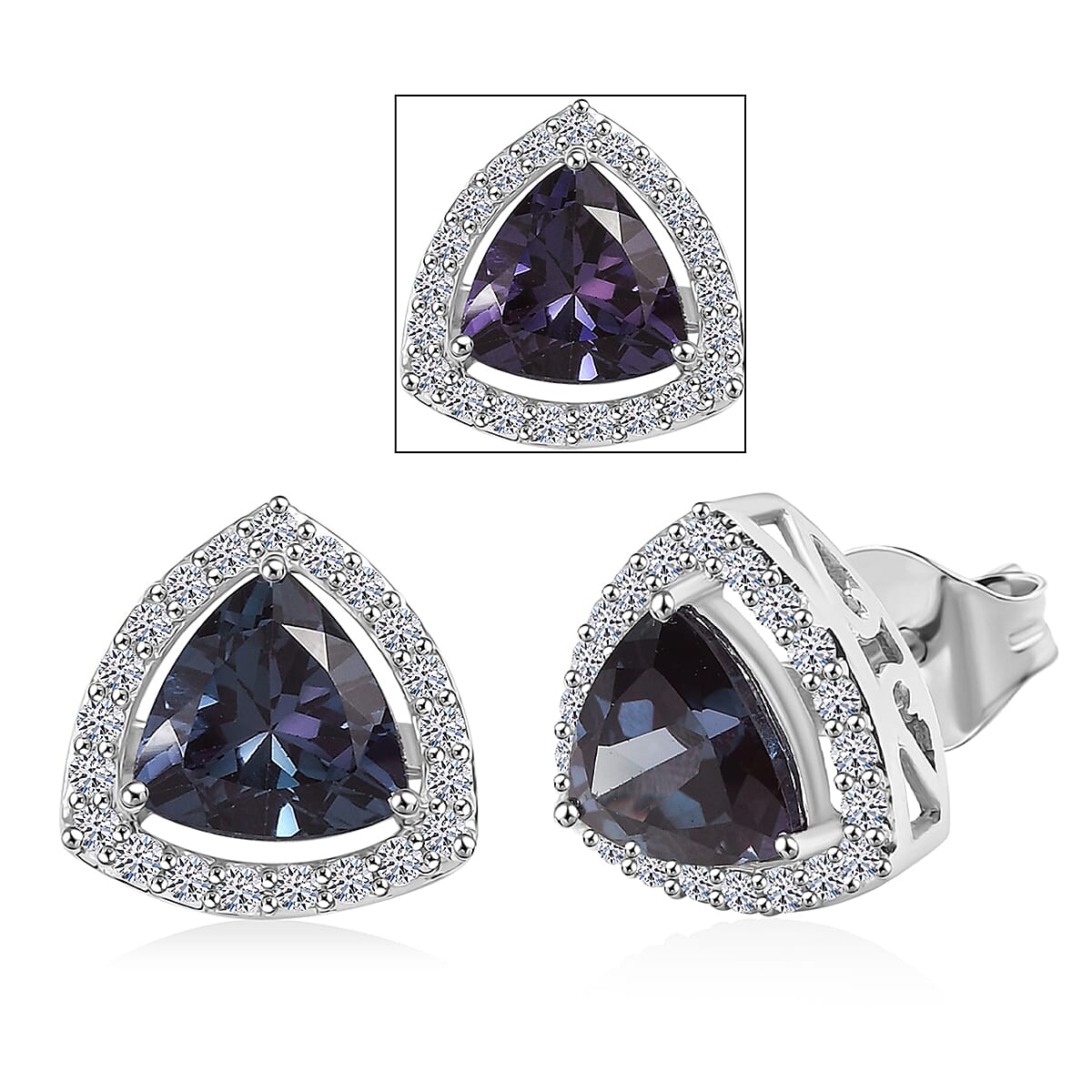 LUXURIANT DIAMOND - AAA Lab Grown Alexandrit, Lab Grown Diamant Ohrringe 417 Gold ca. 3,72 ct.