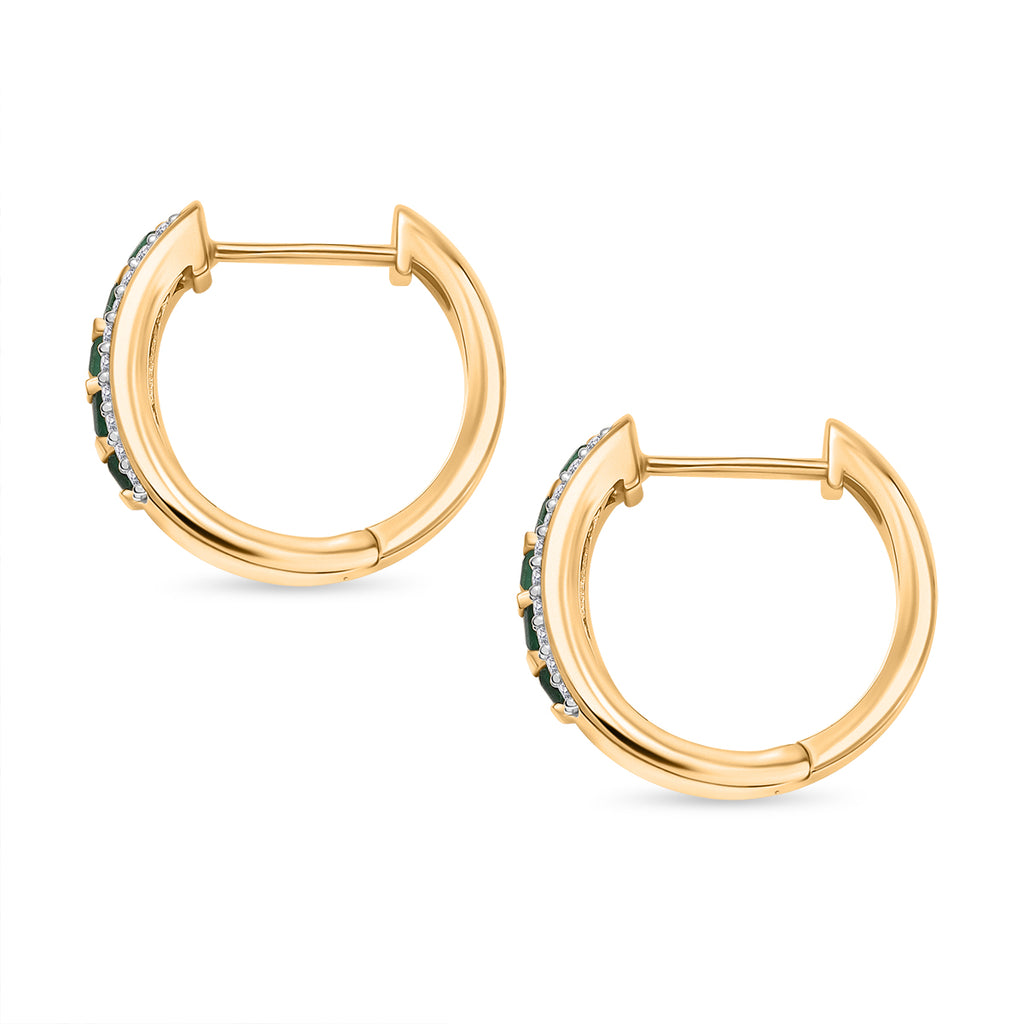 Smaragd, Moissanit Ohrringe 925 Silber 750 Gelbgold Vermeil ca. 0,68 ct.