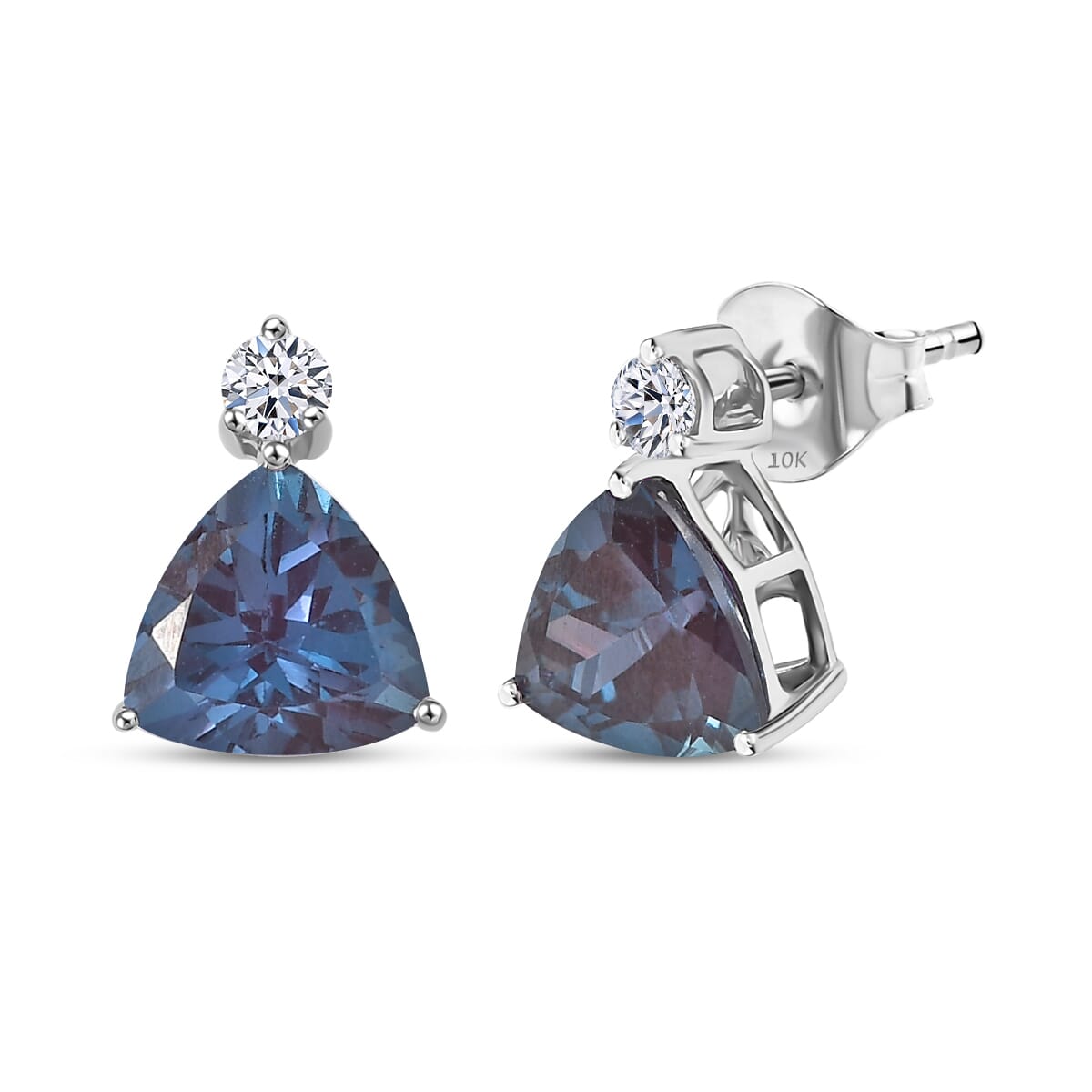 LUXURIANT zertifizierte und geprüfte AAA Labor Alexandrit und SI-GH Labor Diamant Ohrringe in 417 Weißgold - 3,33 ct.