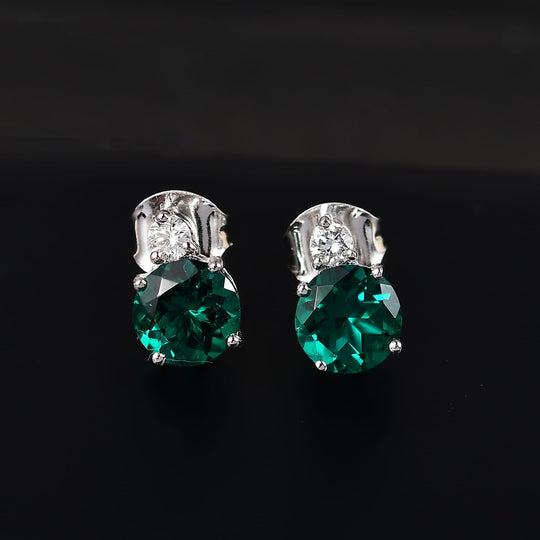 AAA Lab Grown Smaragd, Lab Grown Diamant AGI zertifiziert Ohrringe 417 Gold ca. 3.24 ct