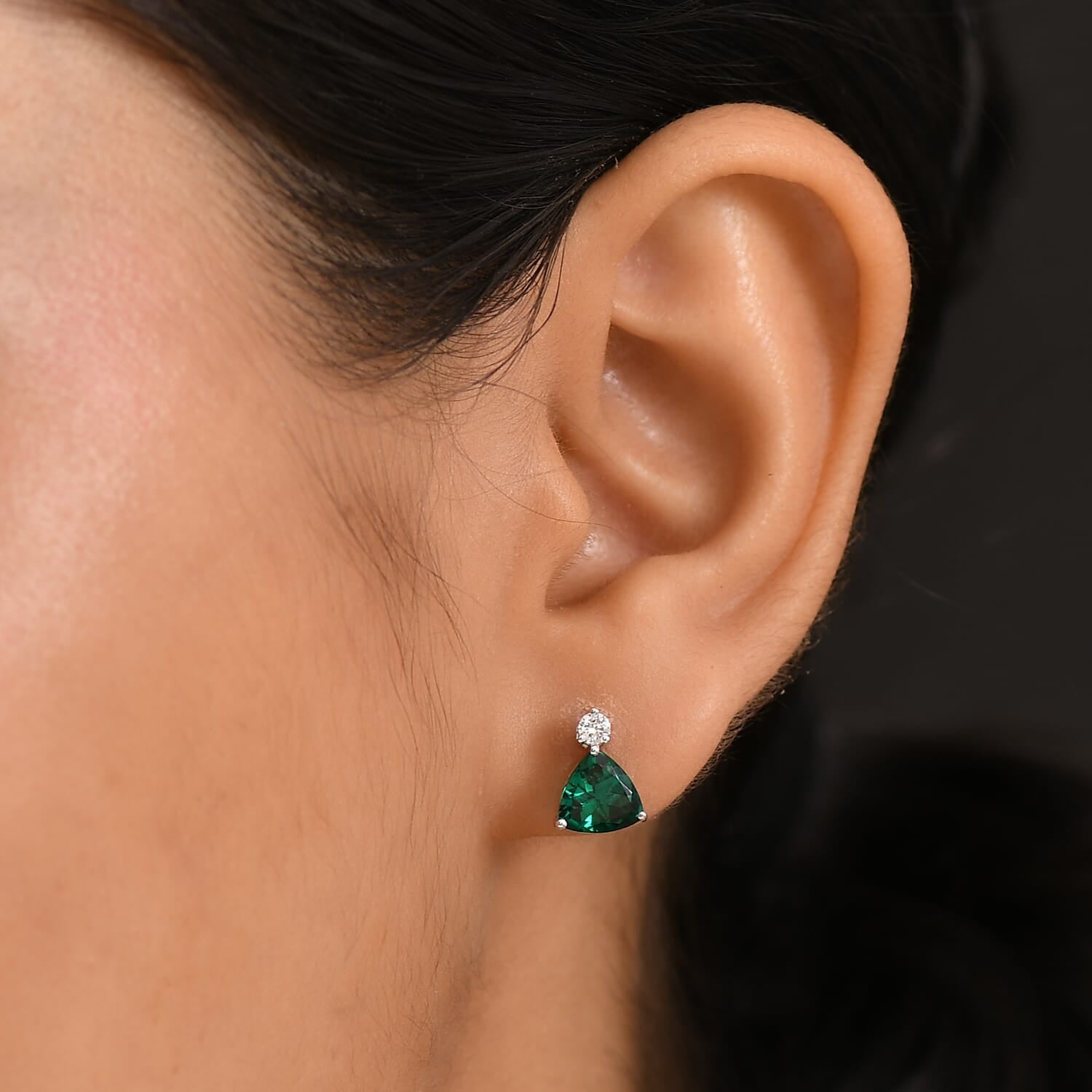 AAA Lab Grown Smaragd, Lab Grown Diamant AGI zertifiziert Ohrringe 417 Gold ca. 3.42 ct