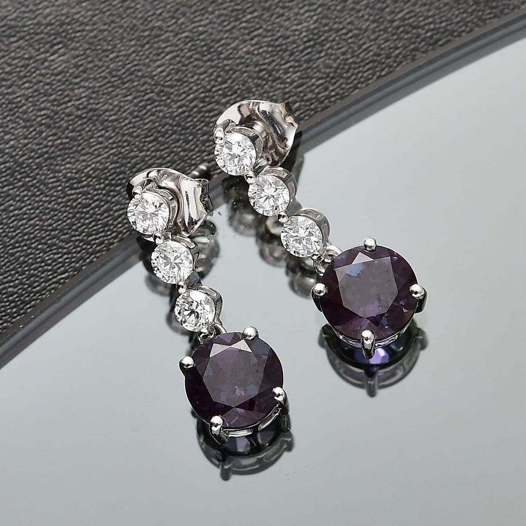 AAA Lab Grown Alexandrit, Lab Grown Diamant Ohrringe, AGI zertifiziert und geprüft, 417 Weiß Gold ca. 3.93 ct