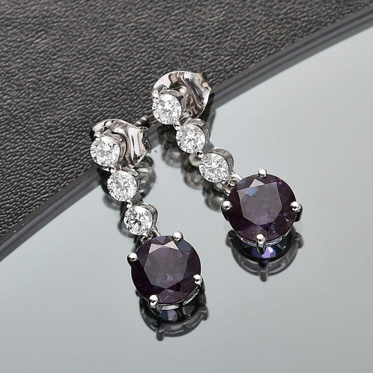 AAA Lab Grown Alexandrit, Lab Grown Diamant Ohrringe, AGI zertifiziert und geprüft, 417 Weiß Gold ca. 3.93 ct