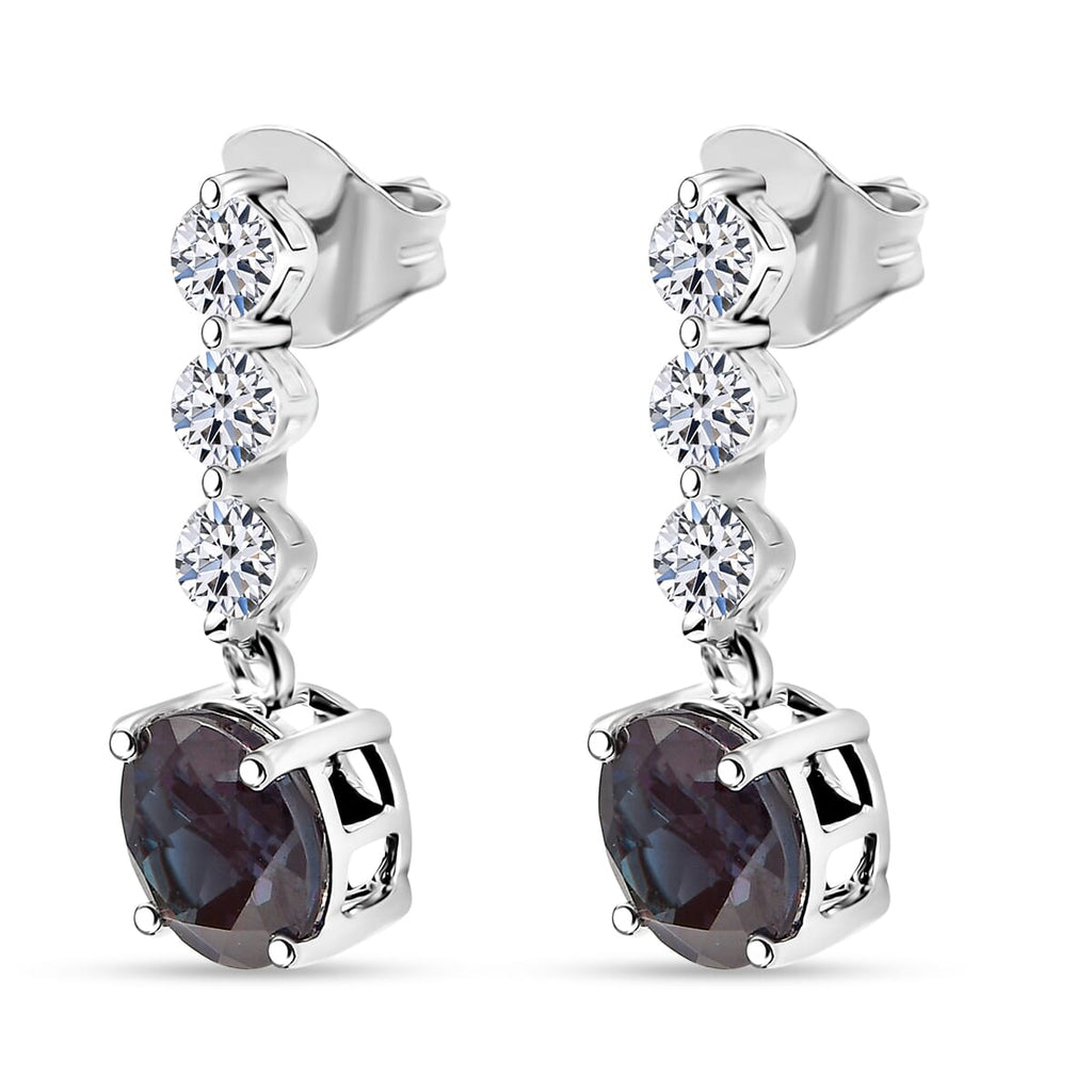 AAA Lab Grown Alexandrit, Lab Grown Diamant Ohrringe, AGI zertifiziert und geprüft, 417 Weiß Gold ca. 3.93 ct