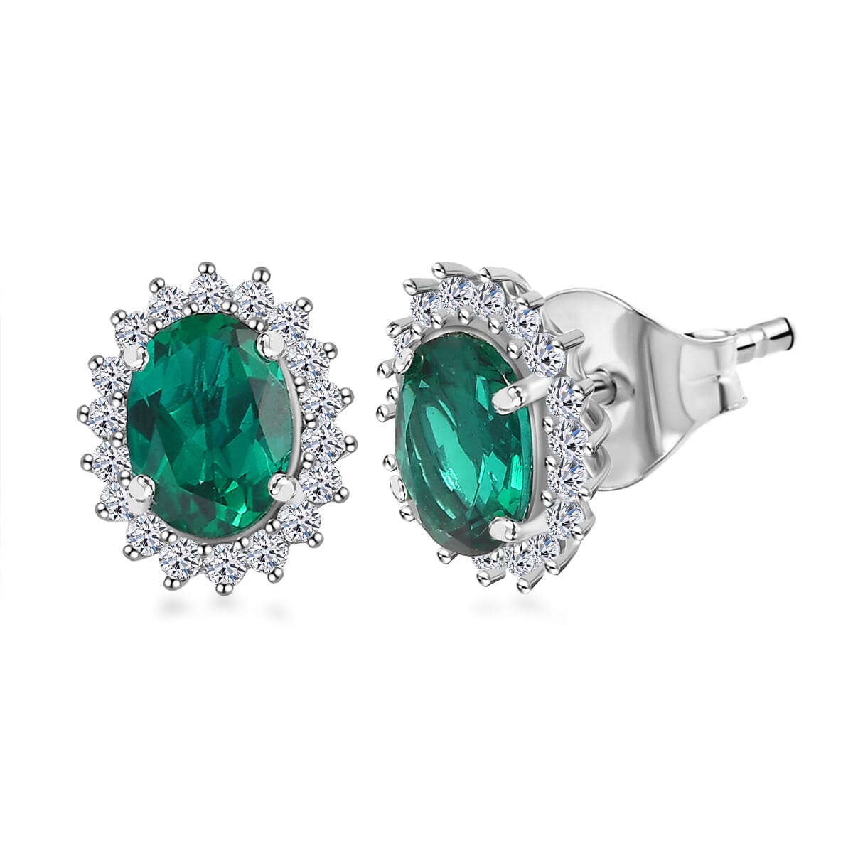 AAA Lab Grown Smaragd, Lab Grown Diamant AGI zertifiziert Ohrringe 417 Gold ca. 2.30 ct