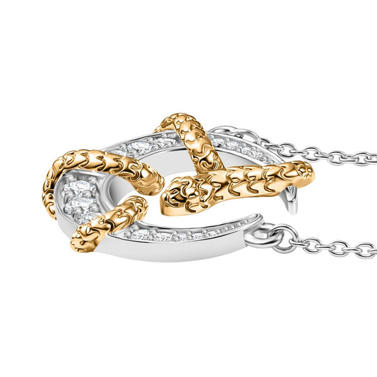 Moissanit Halskette ca. 45 cm 925 Silber Rhodiniert und 750 Gelbgold Vermeil ca. 0.49 ct