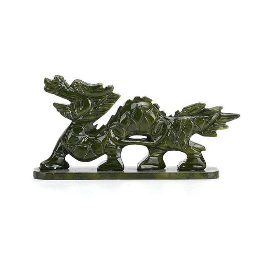 Handgefertigte Drachenfigur aus Serpentin, ca. 12 x 5 x 8 cm