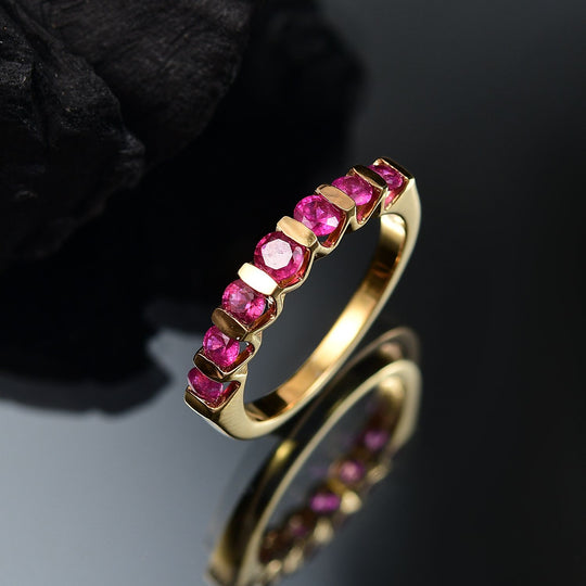 Afrikanischer Rubin (Fissure gefüllt) Ring 925 Silber vergoldet (Größe 20.00) ca. 0,93 ct