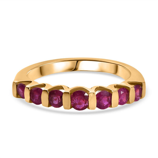 Afrikanischer Rubin (Fissure gefüllt) Ring 925 Silber vergoldet (Größe 20.00) ca. 0,93 ct