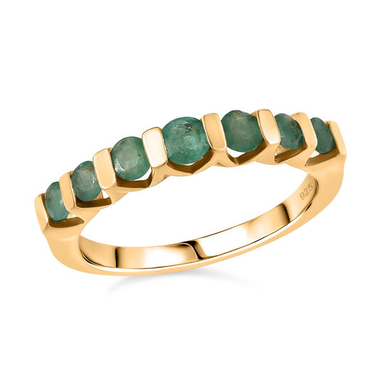 Kagem Sambischer Smaragd Ring 925 Silber vergoldet (Größe 21.00) ca. 0,70 ct