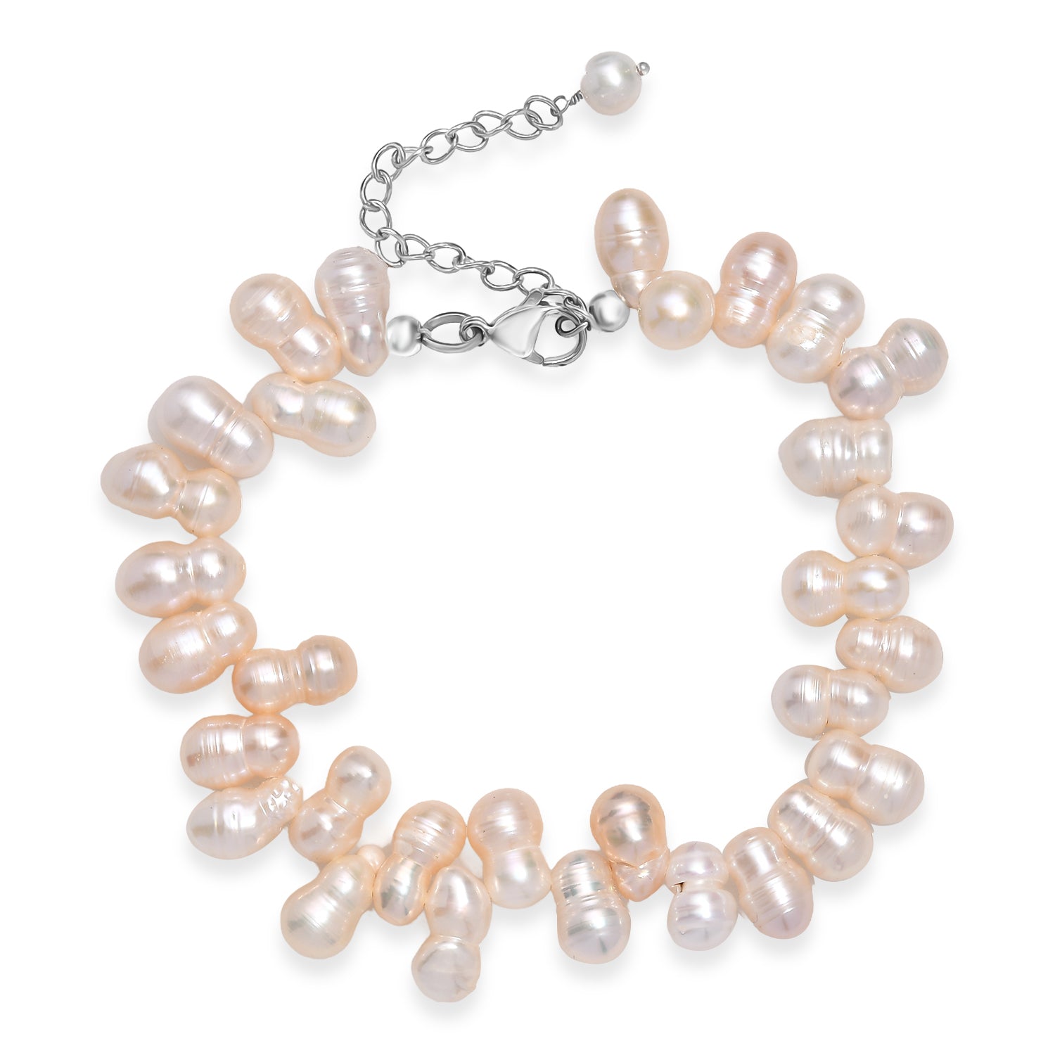 Mehrfarbiges Süßwasserperle Armband, 19+5cm, Edelstahl