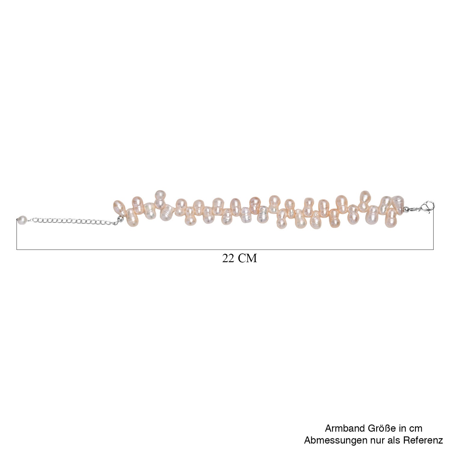 Mehrfarbige Süßwasser Perle Armband ca. 19 cm +5 cm extender, Edelstahl