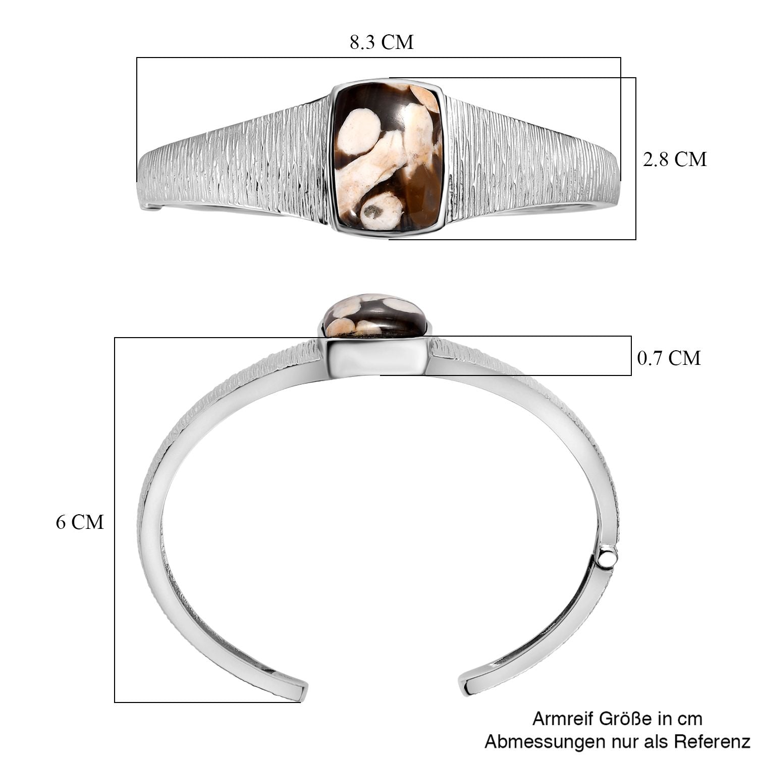 Der Schimmer der Natur - Erdnuss Holz Jaspis Armreif ca. 19 cm Edelstahl ca. 18.42 ct