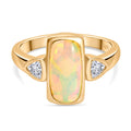 AA Natürlicher, äthiopischer Welo Opal, Moissanit Ring 925 Silber 750 Gelbgold Vermeil (Größe 17.00) ca. 1,76 ct