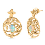 AA Natürlicher, äthiopischer Welo Opal Ohrringe 925 Silber 750 Gelb Vergoldet ca. 0.70 ct