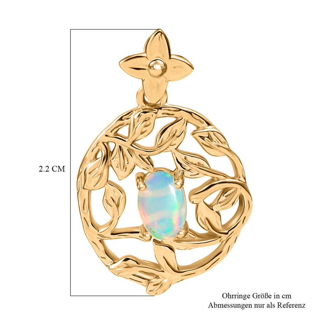 AA Natürlicher, äthiopischer Welo Opal Ohrringe 925 Silber 750 Gelb Vergoldet ca. 0.70 ct