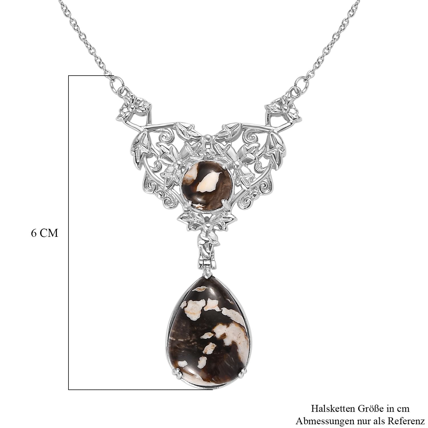 Der Schimmer der Natur - Erdnuss Holz Jaspis Halskette ca. 45 cm 316L Edelstahl ca. 16.88 ct