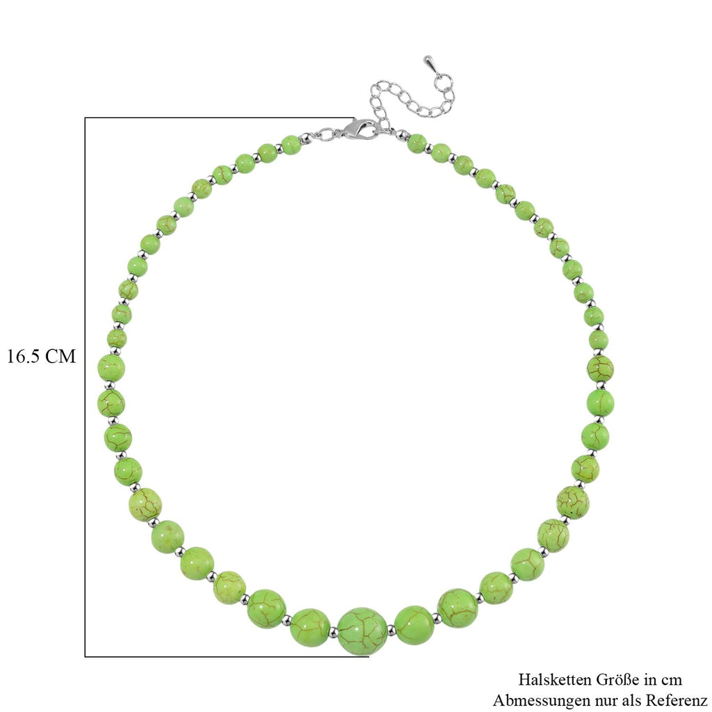 Grüner Howlit Halskette ca. 45 cm+ 5 cm Extender, ca. 160,00 ct.
