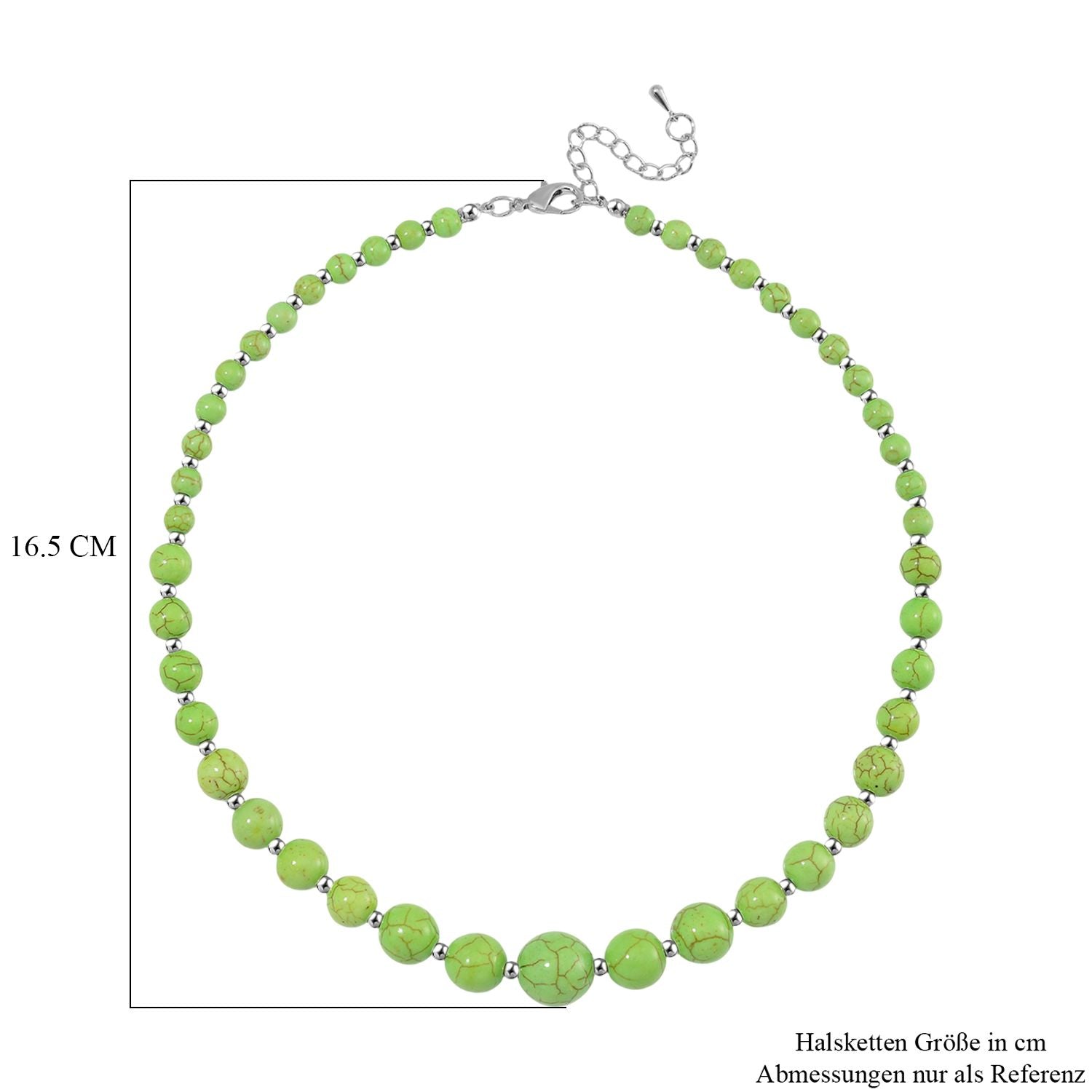 Grüner Howlit Halskette ca. 45 cm+ 5 cm Extender, ca. 160,00 ct.