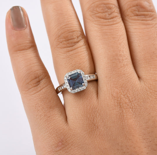 AAA Lab Grown Alexandrit, Lab Grown Diamant Ring 950 Platin (Größe 18.00) ca. 2.30 ct