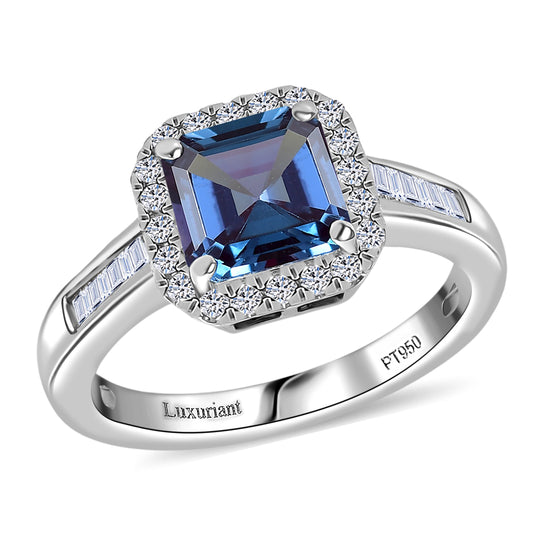 AAA Lab Grown Alexandrit, Lab Grown Diamant Ring 950 Platin (Größe 18.00) ca. 2.30 ct