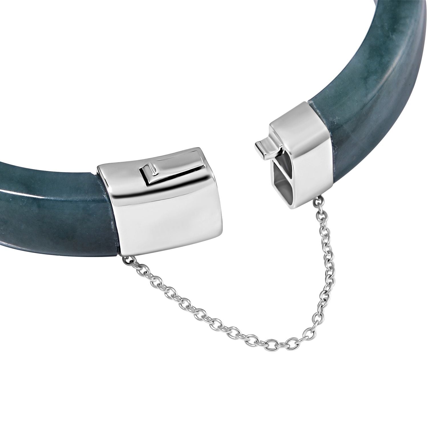 EXTREM SELTEN - Natürlicher Olmek Jadeit Armreif ca. 19 cm 925 Silber rhodiniert ca. 250.00 ct