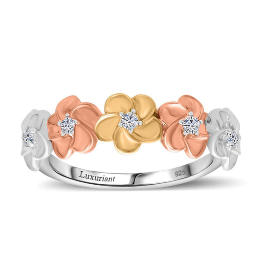 LUXURIANT DIAMOND - Lab Grown Diamant SI-GH Fleur de Luxe Ring 925 Silber, tricolor, (Größe 20.00) ca. 0.15 ct