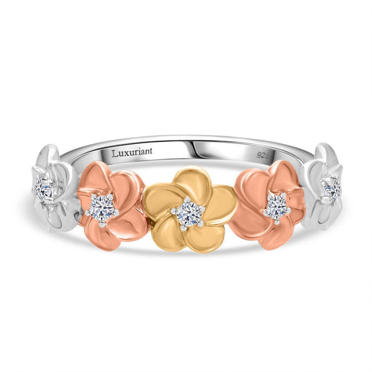 LUXURIANT DIAMOND - Lab Grown Diamant SI-GH Fleur de Luxe Ring 925 Silber, tricolor, (Größe 20.00) ca. 0.15 ct