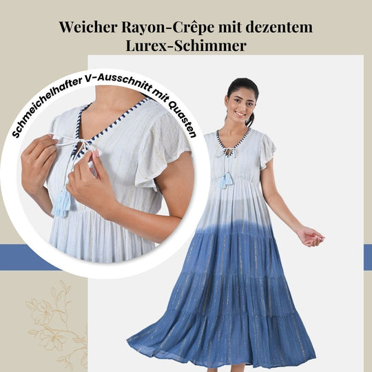 Maxikleid aus Viskose-Crepe mit Lurex, Einheitsgröße, Seegrün