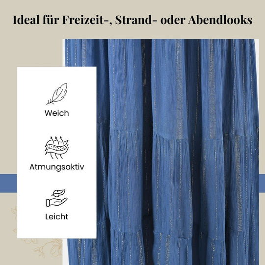 Maxikleid aus Viskose-Crepe mit Lurex, Einheitsgröße, Seegrün