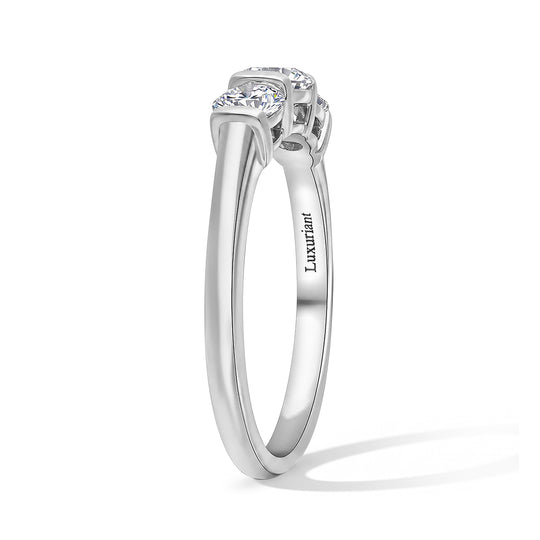 LUXURIANT SGL zertifizierter VS-GH Labor Diamant Trilogie Ring, 925 Silber rhodiniert - 1 ct.