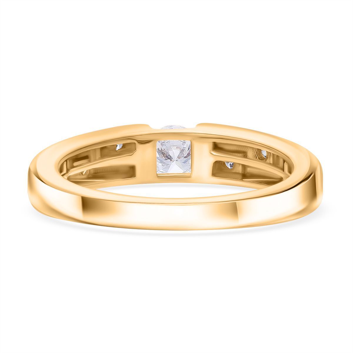 LUXURIANT DIAMOND - Lab Grown Diamant SI-GH SGL zertifiziert Ring 925 Silber Rhodiniert und 750 Gelbgold Vermeil (Größe 19.00) ca. 0.50 ct