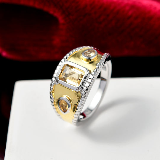 Citrin Ring Nickelfreies Messing (Größe 18.00) ca. 1.27 ct