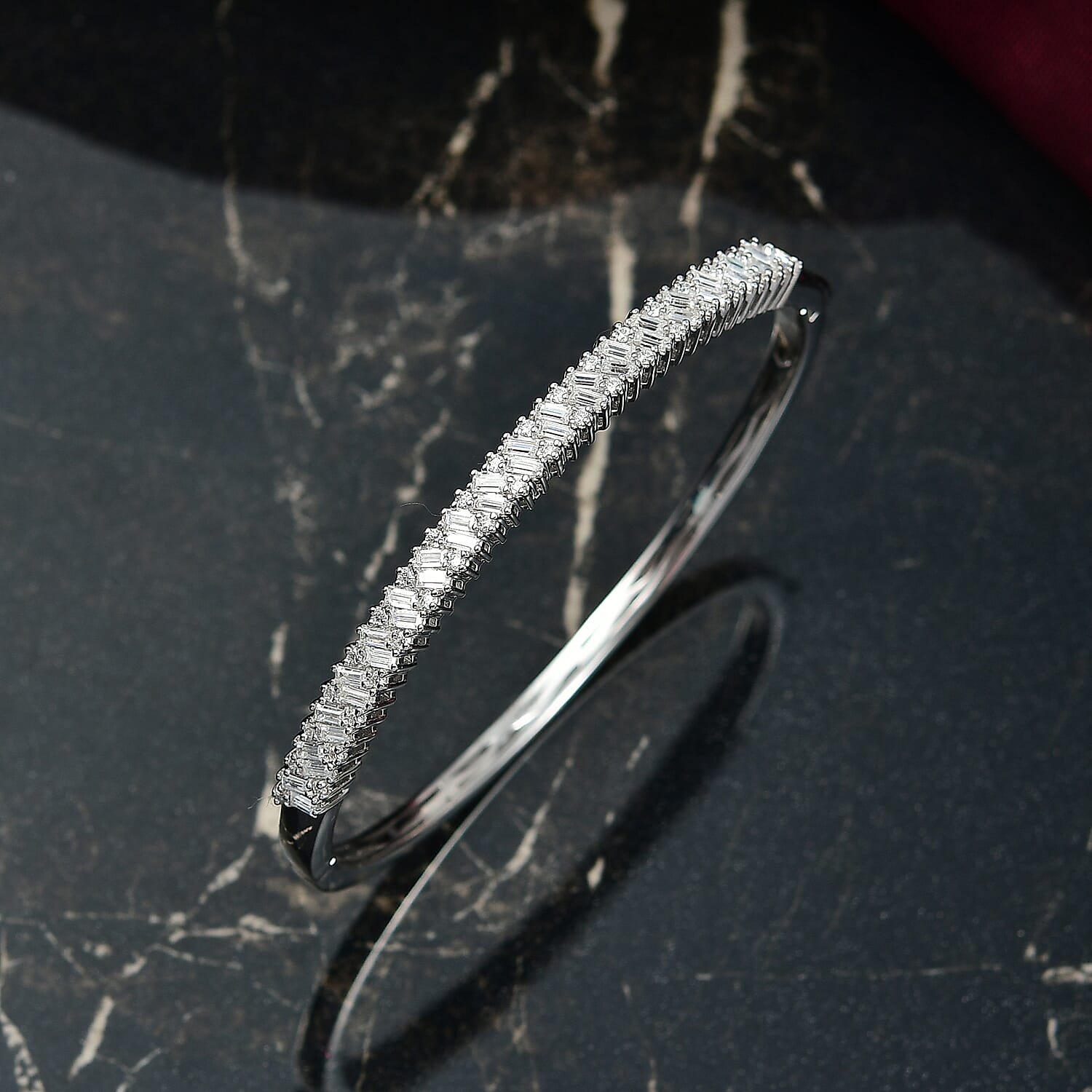 D'Joy Moissanit Armreif ca. 18.5 cm 925 Silber rhodiniert ca. 3.37 ct