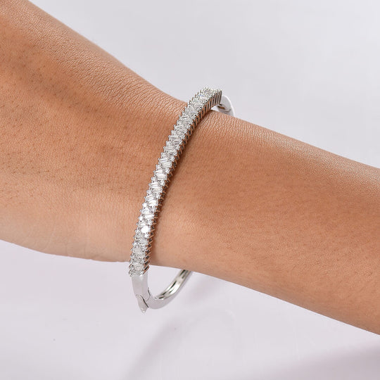 D'Joy Moissanit Armreif ca. 18.5 cm 925 Silber rhodiniert ca. 3.37 ct