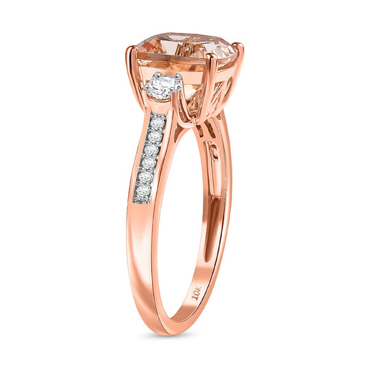 LUXORO AAA Morganit, Weißer Diamant AGI zertifiziert Ring 417 Gold (Größe 19.00) ca. 3.30 ct