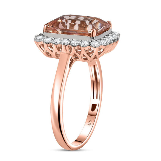 LUXORO AAA Morganit, Weißer Diamant AGI zertifiziert Ring 417 Gold (Größe 20.00) ca. 6.80 ct