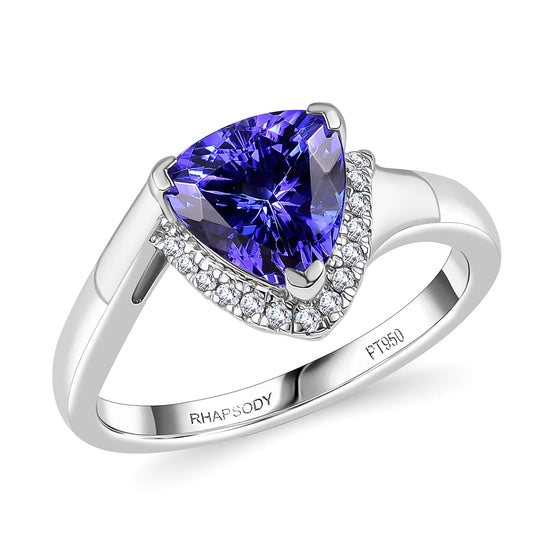 Rhapsody AAAA Tansanit, Weißer Diamant AGI zertifiziert Ring 950 Platin (Größe 17.00) ca. 2.84 ct