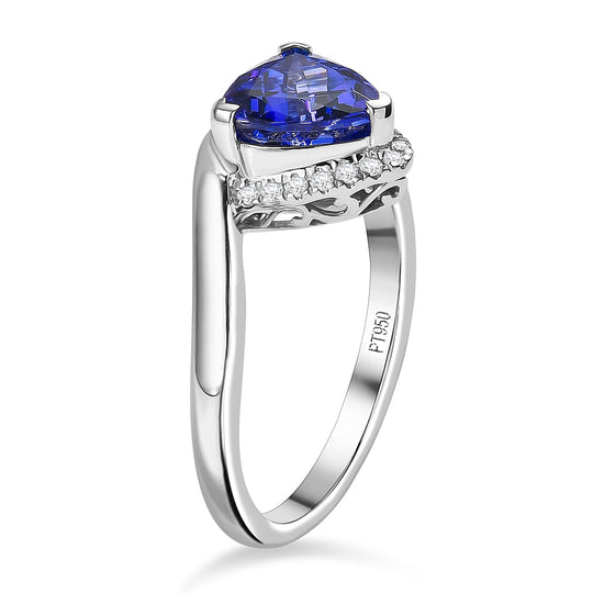 Rhapsody AAAA Tansanit, Weißer Diamant AGI zertifiziert Ring 950 Platin (Größe 17.00) ca. 2.84 ct