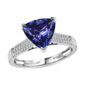 Rhapsody AAAA Tansanit, Weißer Diamant AGI zertifiziert Ring 950 Platin (Größe 17.00) ca. 4.08 ct