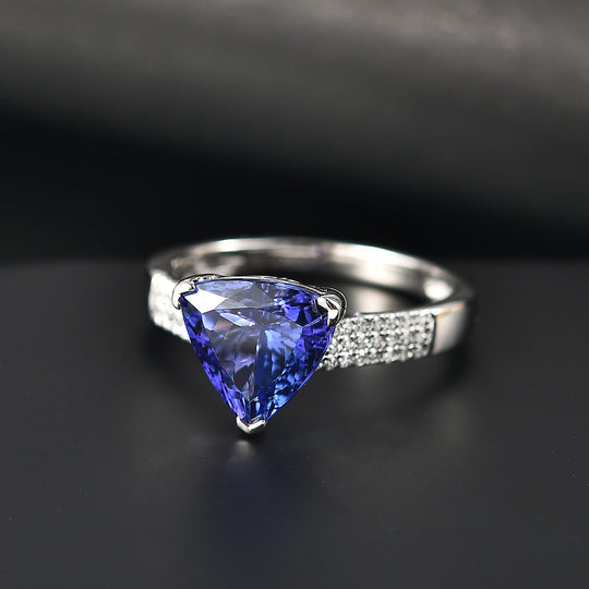 Rhapsody AAAA Tansanit, Weißer Diamant AGI zertifiziert Ring 950 Platin (Größe 18.00) ca. 4.08 ct