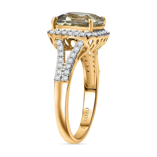 LUXORO AAA Turkizit, Weißer Diamant AGI zertifiziert Ring 585 Gold (Größe 17.00) ca. 3.85 ct