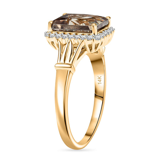 LUXORO AAA Turkizit, Weißer Diamant AGI zertifiziert Ring 585 Gold (Größe 18.00) ca. 4.24 ct