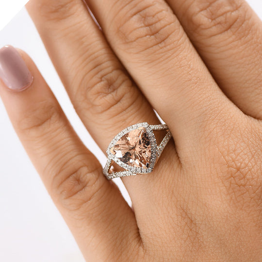 LUXORO AAA Morganit, Weißer Diamant AGI zertifiziert Ring 417 Gold (Größe 19.00) ca. 3.28 ct